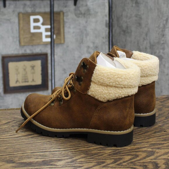 NWT Cliffs By White Mountain Pathfield Lace-up Hiker Style Bootie Light Brown 7W - Picture 5 of 9